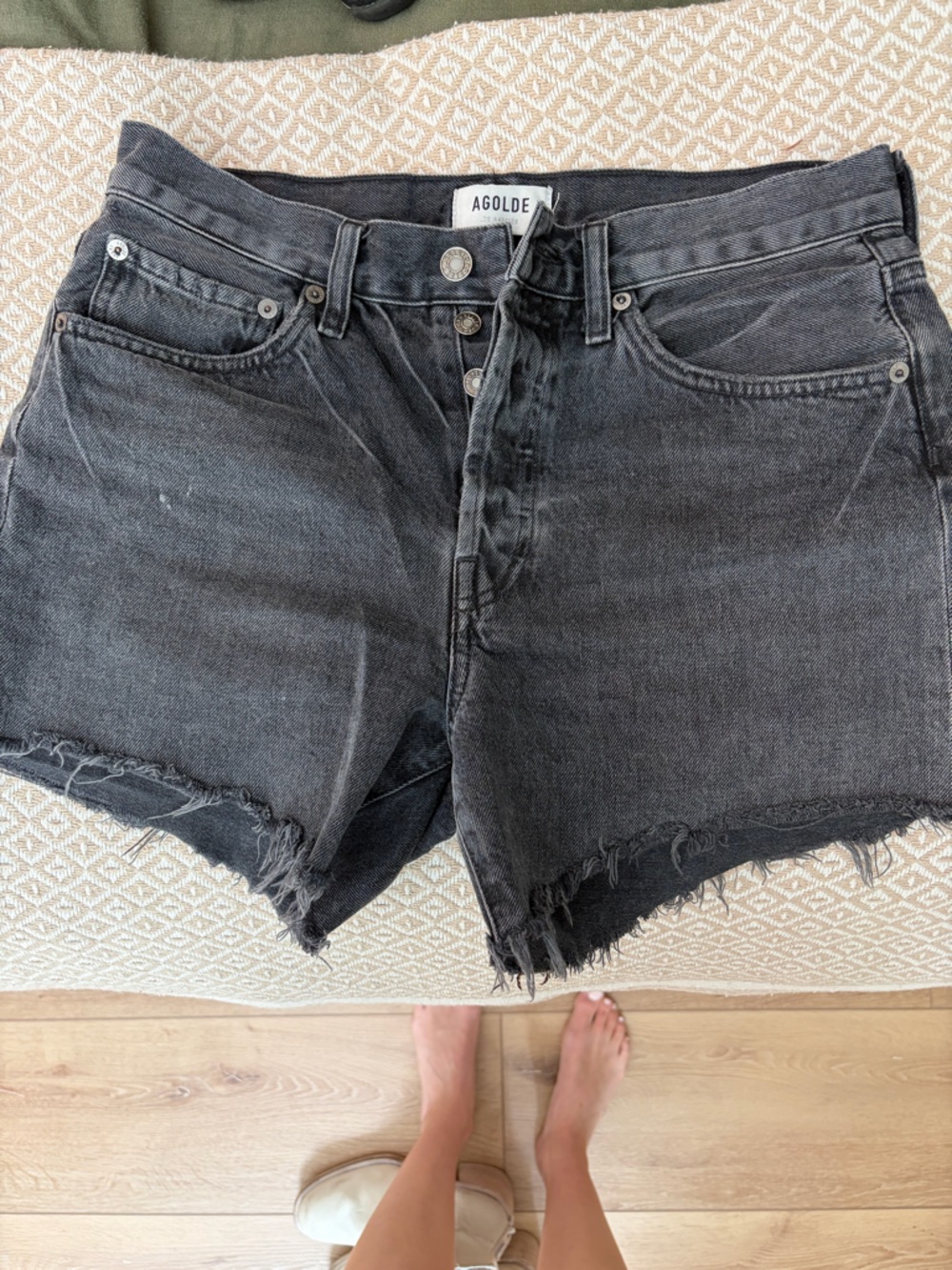AGOLDE long Parker shorts black denim